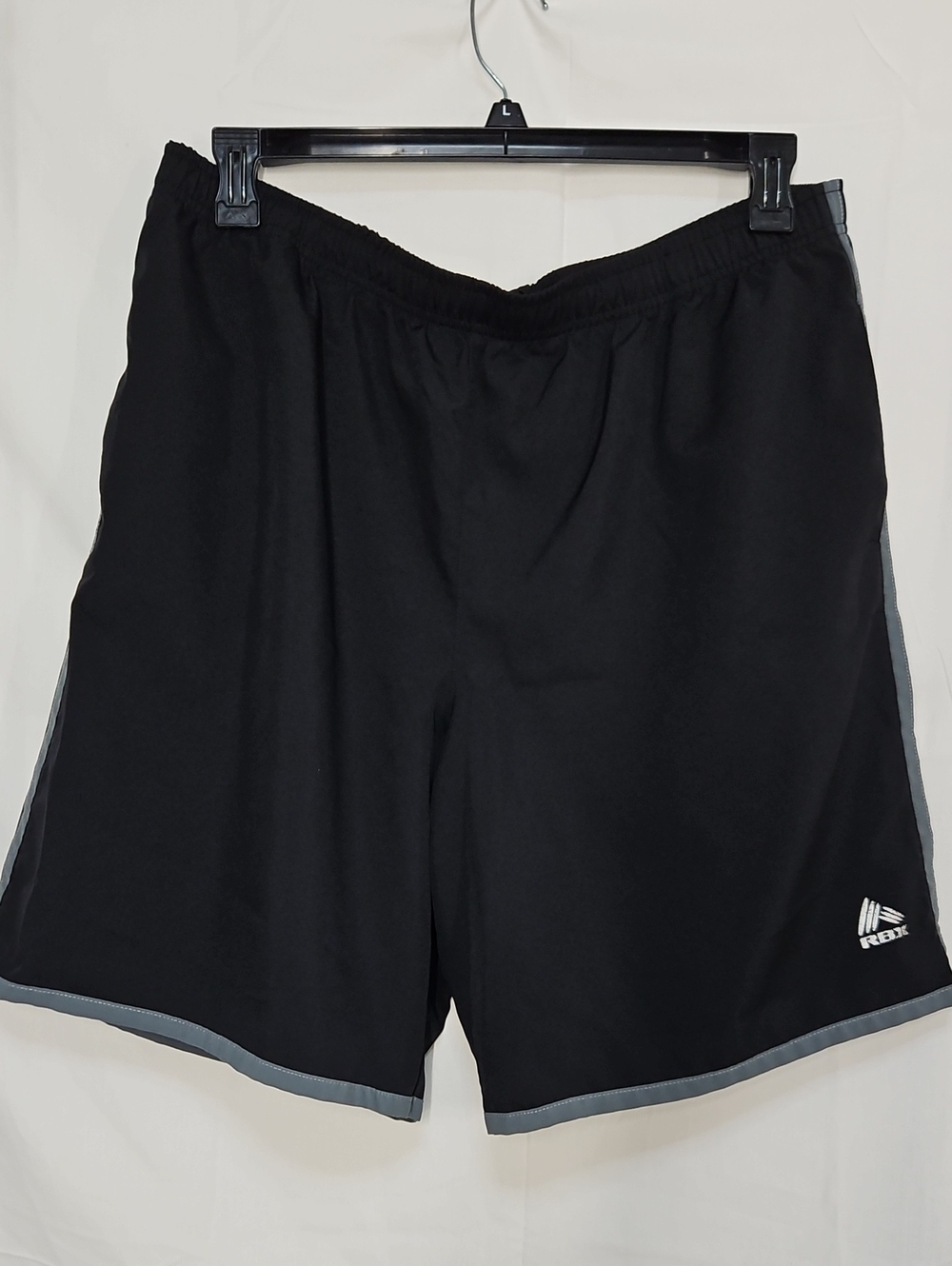 RBX Men’s Black Athletic Shorts with Gray Trim